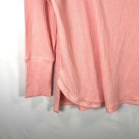 Vintage America Top Womens Small Pink Waffle Knit Thermal  Long Sleeve Soft Cozy - Picture 5 of 8